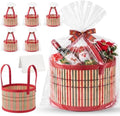 Weysat 6 Set Baskets for Gifts Empty Bulk, Large Woven Bamboo Gift Basket Kit with Handles, Bow, Wrap Bag to Fill for Raffle Thanksgiving Day Wedding Birthdays Party Wrapping (Red and Green) by Weysat