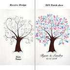 Fingerprint Wedding Tree Guest Book DIY Thumbprint Sign-in Book for Guests Creative Canvas Painting with Wooden Hanger for Engagement Anniversary Gift-80x120cm - Image 3