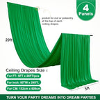 4 Panels 5ft(W) x 20ft(L) Green Ceiling Drapes for Wedding Parties - Image 2