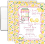Custom Baby Shower Invites Pink Lemon Invitations for Girls, Pack of 20 5x7 Personalized Lemon Themed Invites with Envelopes - Unique Lemon Baby Shower Cards by AmandaCreation by AmandaCreation