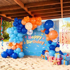 Orange and Blue Balloons Kit, 60pcs 12 inch Light Royal Blue Nude Latex Balloons and Electric Balloon Pump - Image 4