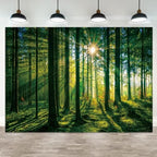 15x10ft Spring Backdrop Green Forest Scenery Photography Background Sunshine Trees Woodland Nature Landscape Wedding Banner Decorations Kids Birthday Baby Shower Portrait Photo Booth Prop by ASDCXZ