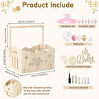 Pink, Wooden Baby Shower Crate Closet,Hollow - Image 3