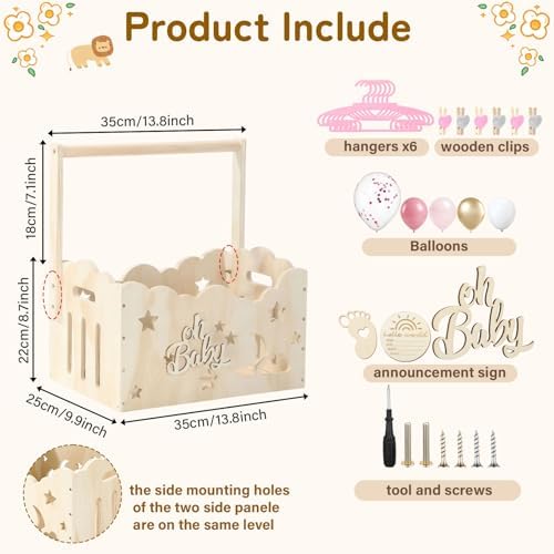 Pink, Wooden Baby Shower Crate Closet,Hollow - Image 3