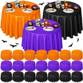 Buryeah 24 Pcs Black, Purple, Orange Round Plastic Tablecloths 84 Inch by Buryeah