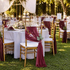 QueenDream Burgundy Chair Sashes Wedding: 36 Pieces Long Sheer Wedding Aisle Chair Decorations Tulle Chairs Covers with Artificial Eucalyptus - Image 6