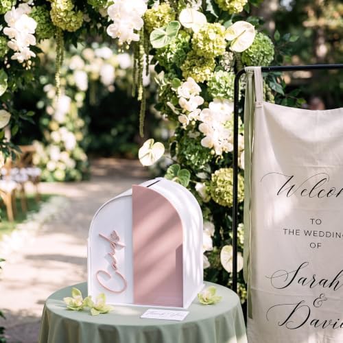 Wenqik Arched Acrylic Wedding Card Box with Pink Writable Standee - Image 6