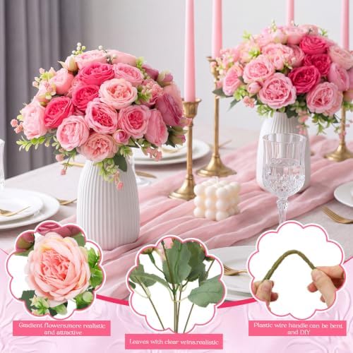 Geosar 36 Bundles Artificial Peonies Flowers,Rose, Light Pink, Dusty Pink - Image 3