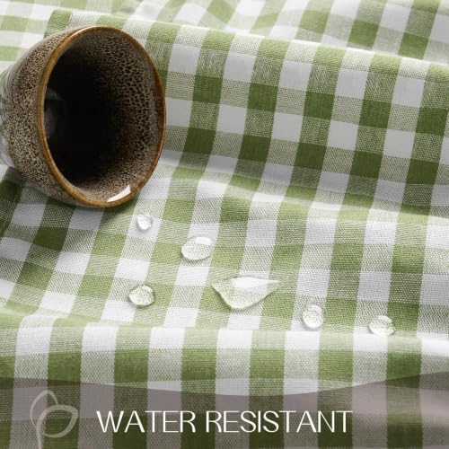 Romanstile Gingham Ruffled Tablecloth Rectangle, 60 x 102 Inch, Sage Green - Image 3