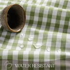 Romanstile Gingham Ruffled Oval Tablecloth, 60 x 84 Inch, Sage Green - Image 4