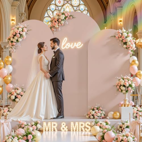 Nude Arch Backdrop Cover Set of 3 Wedding Arch Covers Stretchy Backdrop Baby Shower Birthday Party Arches Cover 7.2FT 6.6FT 6FT Arch Stand Cover Spandex Bridal Shower Decoration - Image 3