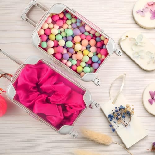 LemonRoad 60 Pcs Mini Empty Suitcase Box with Plush Keychain, Rose Red - Image 5