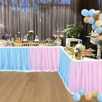 2 Pack 6ft Pink and Blue Tulle Table Skirt for Gender Reveal Tutu Table Clothes Cover for Baby Shower Boy or Girl Birthday Party Table Decorations, Gender Reveal Party Supplies - Image 4