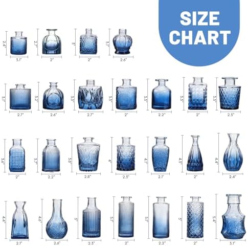 Fixwal 36 Blue Bud Vases Glass Bud Vase Set of 36, Small Vases for Flowers - Image 6
