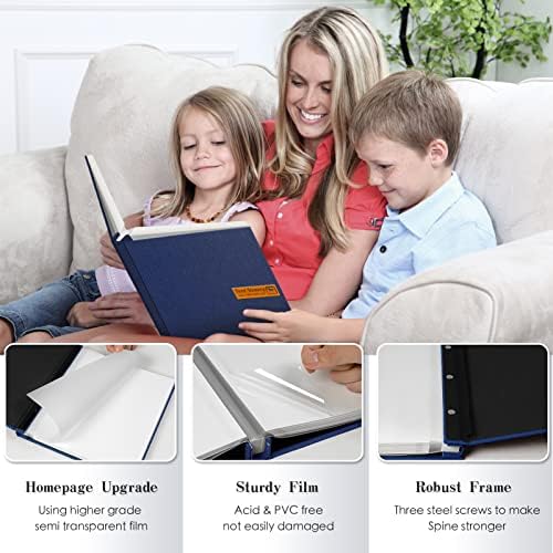 Spbapr Large Photo Album Self Adhesive Magnetic Scrapbook,DIY Scrapbook Album for 4x6 5x7 8x10 Picture,60 Pages Linen Cover Memory Book for Wedding Family Baby Pets, with Metallic Pen and Scraping - Image 3