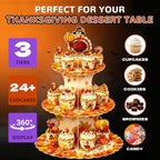 3 Tier Thanksgiving Cupcake Stand for 24 Cupcakes,Cardboard Cupcake Stands - Image 4