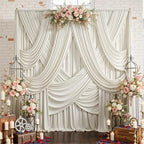 30ftx12ft Beige Backdrop Curtains for Parties, Wrinkle Free Polyester Beige Photo Backdrop Drapes 6 Panels 12 ft Long Back Drop Cloth for Wedding Birthday Photography Background by Htper