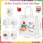 Canchiing 50 Pcs End of Year Teacher Clear Gift Bags with Handles - Image 2
