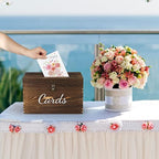 MDLUU Wood Wedding Card Box, Rustic Wedding Money Case with Lock, Envelope Holder Card Receiving Box for Reception, Birthday Party (Brown) - Image 6