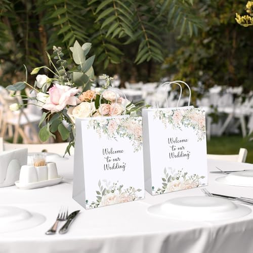 Kolldenn 50 Pcs Welcome Bags for Wedding Guests with Handles, Pink, Roses - Image 4