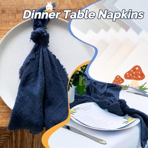 Showgeous 60 Pack Navy Blue Cloth Napkins with Fringe, 16x16 inch - Image 7