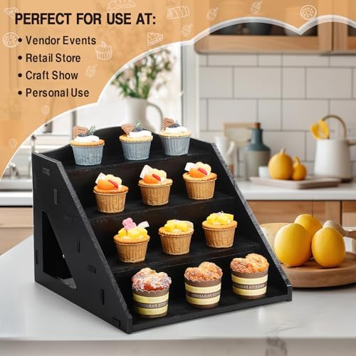 Jetec 4 Tier Wood Retail Cupcake Display Stands, Black - Image 4