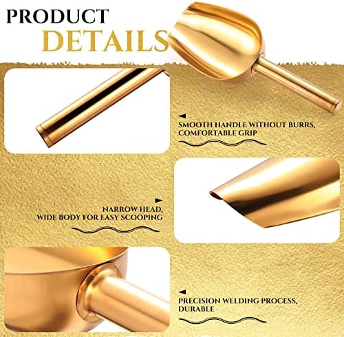 Roshtia 12 Pcs Gold Ice Scoops, Candy Scoops for Buffet Jars, 5 oz - Image 3