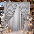 10x12 ft Silver Backdrop Curtains for Weddings Parties, Birthdays - Image 4