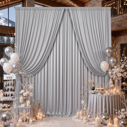10x12 ft Silver Backdrop Curtains for Weddings Parties, Birthdays - Image 4