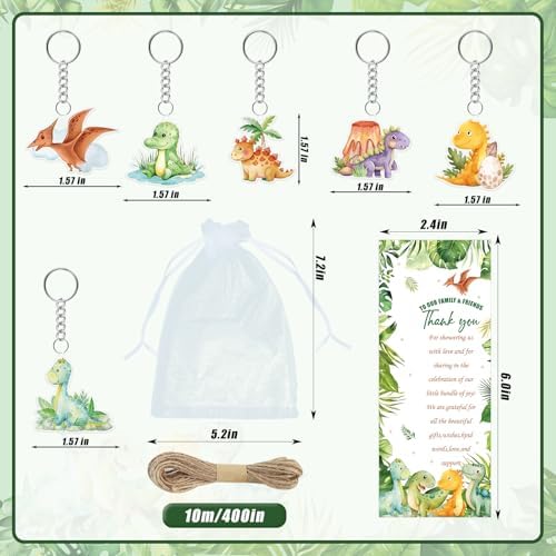 289 Pieces Dinosaur Baby Shower Favors for Guest It's a Boy Ballpoint Pens and Keychains Gifts for Boys Bulk Retractable Baby Shower Pens Gender Reveal Thank You Cards Souvenir Party Favors - Image 3