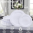 Tinybee 60PCS White Plastic Plates - Heavy Duty White Disposable Plates - Image 2