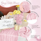 Light Pink Boho Cheesecloth Table Runner 12 Pack 17x108 Inch Sheer Gauze - Image 3