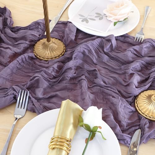 12 Pack Dusty Purple Cheesecloth Table Runner 120 Inch Boho Wedding Decor - Image 5