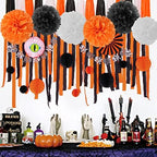 Black White Orange Halloween Party-Decorations Tissue Pom Poms Streamers,Tassel Garland Banner,Graduation 2025 Birthday Wedding Baby Bridal Shower Decor Bunting - Image 6