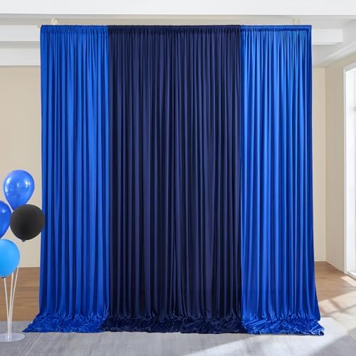 10×10 FT Navy Blue Royal Blue Backdrop Curtains for Parties, 6 Panels 2.5×10ft Wrinkle Free Soft Polyester Drapes for Backdrop Decor Birthday Party Baby Shower Wedding Photo Background Curtains - Image 3