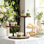 Chunful 3 Tier Round Natural Wood Cupcake Dessert Stand, Cup Cake Tower Stand Holder, Wooden Cake Display Tiered Centerpiece for Party, Birthday, Wedding, Baby Shower, Holiday Decoration - Image 5