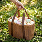 2 Pcs Large Wicker Basket with Handle Empty Woven Gift Basket for Gifts Summer Beach Party Spring Picnic Rattan Goodie Stuffer Candy Storage Wedding Home, 11.4 x 7.9 x 5.9 Inch - Image 5
