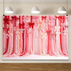 10x6.5ft Pink Red Bow Backdrop Ribbon Lace Background for Birthday Party Baby Shower Valentine Portrait Photography Decor Studio Booth Prop for Photoshoot Event Decoration Wedding Banner - Image 4