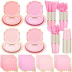 Yaomiao 168 Pcs Princess Plates and Napkins Pink Party Supplies Serves 24 by Yaomiao