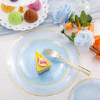 Rubtlamp 175 Pcs Plastic Dinnerware Set (25 Guests), Blue Disposable Plates With Gold Rim, Hammered Party Plates Set Include Dinner Platos, Dessert Platos, Cups, Cutlery And Napkins for Party - Image 3