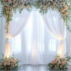 White Sheer Backdrop Curtains Tulle Backdrop Curtain for Parties Wedding White Backdrop Curtain for Birthday Party Baby Shower Photos Background Drape 20ft x 10ft(5ft x 10ft, 4 Panels) - Image 6