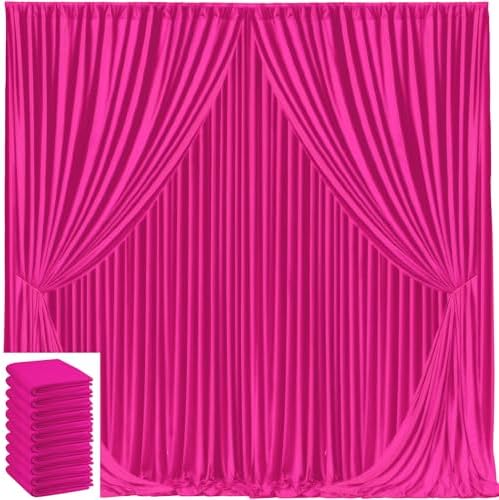 50x10ft Hot Pink Backdrop Curtain for Wedding Parties Wrinkle Free Fabric Fuchsia Drapes Backdrop Decoration for Baby Shower Birthday Photography Decoration 10 Panels, 5ft x 10ft by Gogoparti