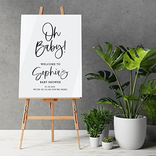 Andaz Press White Acrylic Personalized Baby Shower Sign, Gender Neutral Large Oh Baby Sign For Easel Stand, Acrylic Welcome To Baby Shower Sign Personalized, 16x20 Inch Acrylic Baby Shower Sign - Image 2