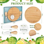 6 Set Bridal Baby Shower Cheese Prizes Wooden Serving Round Board - Image 2