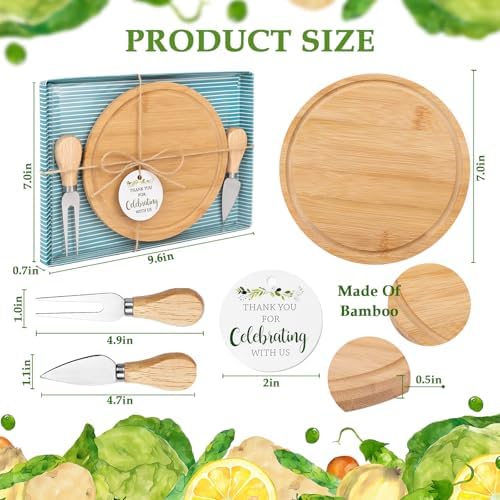 6 Set Bridal Baby Shower Cheese Prizes Wooden Serving Round Board - Image 2