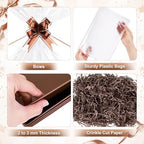 AFOROEOA 5 Pack Brown Baskets for Gifts Empty, 12x10x4” Kraft Gift Basket Kit with 5 Clear Bags, 5 Bows & 200g Crinkle Cut Paper - Large Empty Gift Baskets to Fill for Christmas, Weddings, Birthdays - Image 5