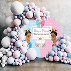 AOFOTO 6.5x6.5ft Royal Prince or Princess Gender Reveal Round Backdrop Cover Blue Pink Boy or Girl Circle Photography Background He or She Baby Shower Reveal Party Decoration Photobooth Banner Props - Image 3
