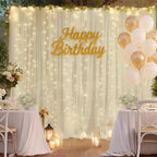 10×10ft Cream White Tulle Backdrop Curtain with Lights String for Parites, Sheer Photo Curtain Backdrop Drapes for Wedding Party Photography Backgrounds - Image 6