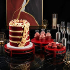 Red 3Pcs Nesting Metal Cake Plate Stand Set 8"10"12" Dessert Display - Image 5