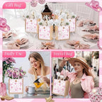 Abbylike 8 Pcs Cowgirl Party Favors Bags Burlap Pink Western Gift Bag Canvas Disco Cowgirl Boot Hat Goodie Tote Bag with Handle Disco Birthday Party Decor for Bridal Shower Bachelorette Rodeo - Image 5